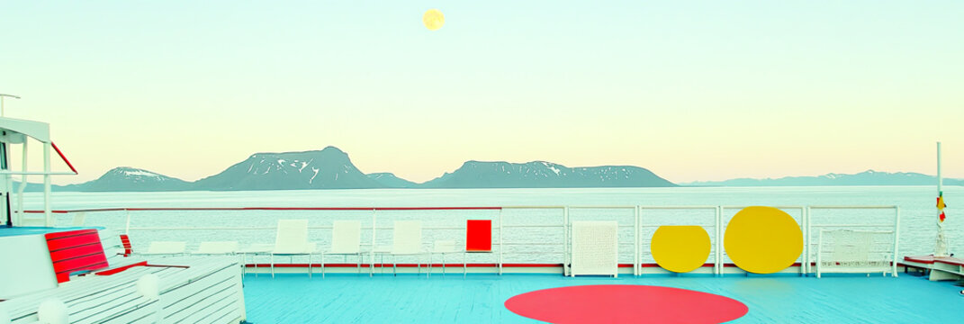 Fototapeta Eine Fähre am See