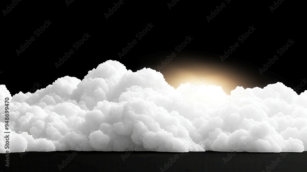 Poster white clouds on black background, ethereal white clouds floating against a deep black backdrop, crea