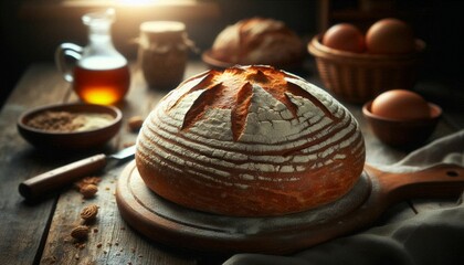 Traditional Bread Just Out of the Wood Oven
