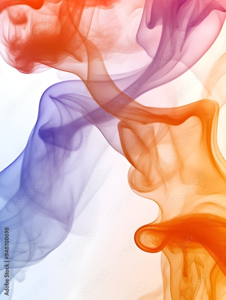Poster captivating abstract smoke formations in vibrant colorful surreal studio scene on isolate white back