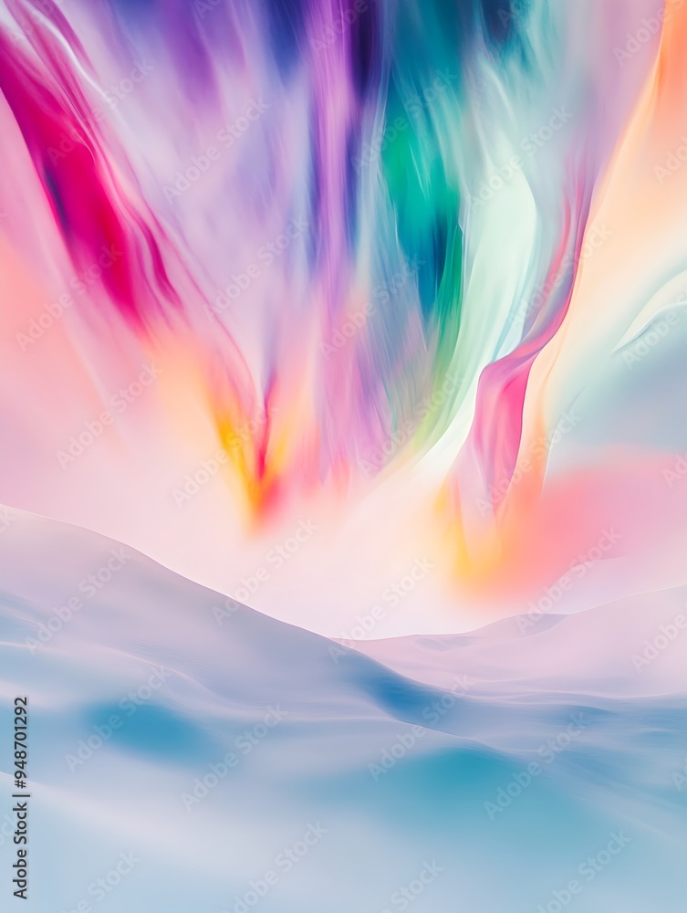 Poster captivating aurora borealis display with bold ribbons of multicolored light over pristine tundra