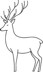 A deer  line art white background 