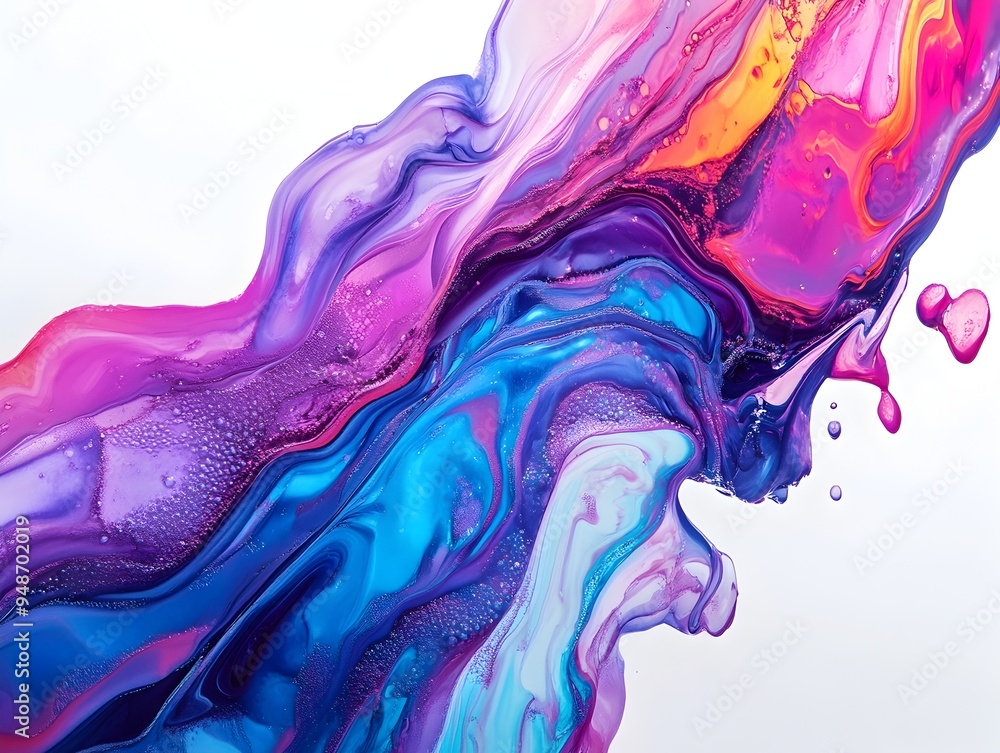 Aufkleber captivating fluid expressionism vibrant iridescent swirls and patterns in abstract digital landscape