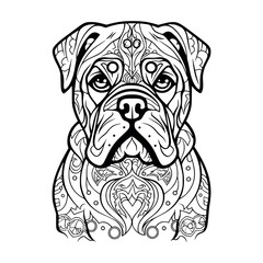 Bullmastiff dog illustration coloring page - coloring book for kids