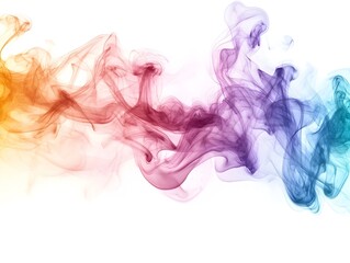 Ethereal Smoke Wisps in Vibrant Pigments Flowing Across Minimalist White Background