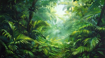 Fototapeta premium Lush green forest wallpaper