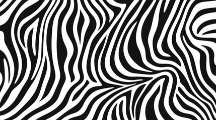 Black and White Abstract Wavy Zebra Stripes Pattern