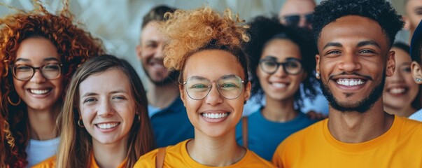 A diverse team of volunteers managing a cultural exchange program, emphasizing multicultural engagement.