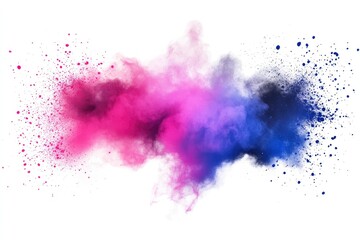 Obraz premium Color powder splash rainbow background paint holi smoke colour . Powder color splash explosion dust ink burst splatter white texture isolated black spray party blue wallpaper with generative ai