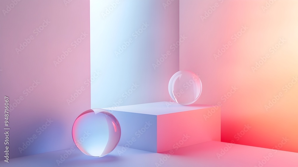 Poster geometric shapes in soft pastel gradient abstract minimal composition