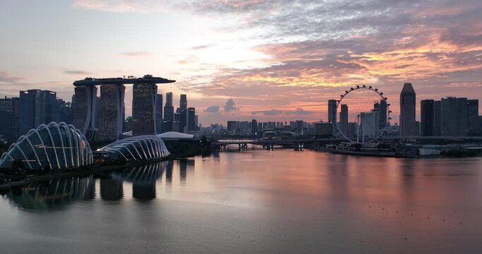 Singapore city skyline in south east Asia. Marina bay.