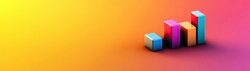 Vibrant abstract bar graph illustration showcasing growth and progress with a colorful gradient background.