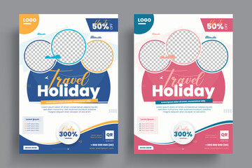 Travel Flyer or Poster Template design layout, Travel agency flyer vector posters for business.	