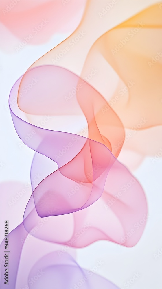 Poster harmonious geometric abstract with pastel color gradients on clean white background