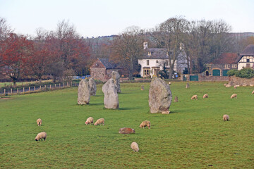 Standing stone circle at Avebury in Wiltshire	