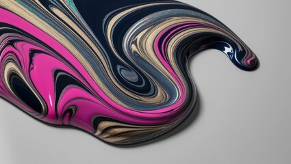 Abstract Swirling Paint Texture in Pink, Black, and Gray
