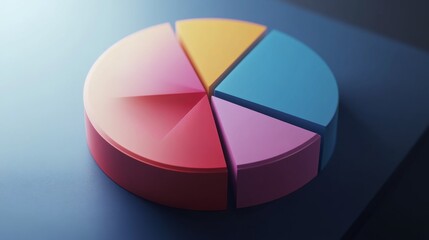 Obraz premium An animated 3D pie chart rotating slowly, showing different data slices and their proportions in a visually engaging and interactive manner.
