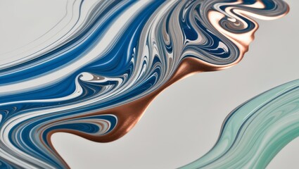 Obraz premium Abstract Swirling Blue, White, and Gold Paint Texture