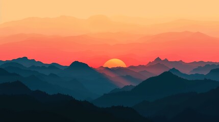 Fototapeta premium sunset at the mountain wallpaper