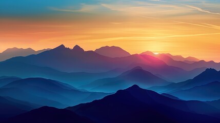 Obraz premium sunset at the mountain wallpaper