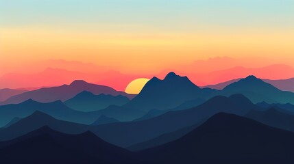 sunset at the mountain wallpaper