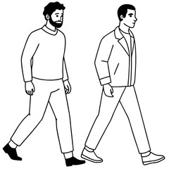 Vector Illustration of Two Men Walking