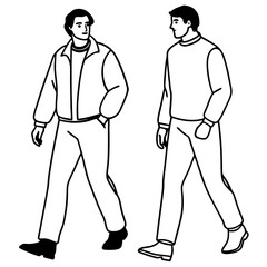 Vector Illustration of Two Men Walking