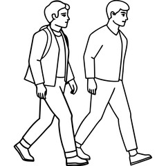 Vector Illustration of Two Men Walking