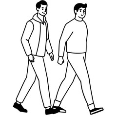 Vector Illustration of Two Men Walking