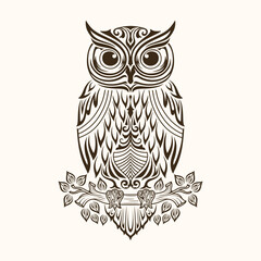 owl mandala pattern decoration ornament design logo vector luxury