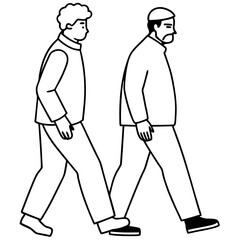 Vector Illustration of Two Men Walking
