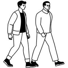 Vector Illustration of Two Men Walking