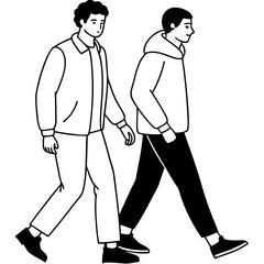 Vector Illustration of Two Men Walking