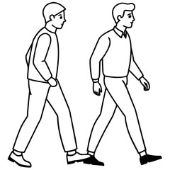 Vector Illustration of Two Men Walking