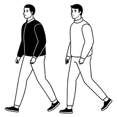 Vector Illustration of Two Men Walking