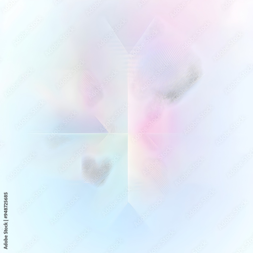 Poster mesmerizing geometric patterns in soft gradient tones with serene atmospheric vibes