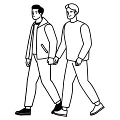 Vector Illustration of Two Men Walking