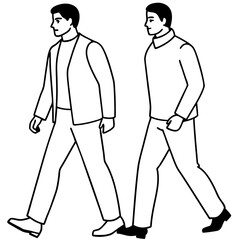 Vector Illustration of Two Men Walking