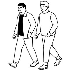 Vector Illustration of Two Men Walking