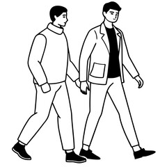Vector Illustration of Two Men Walking