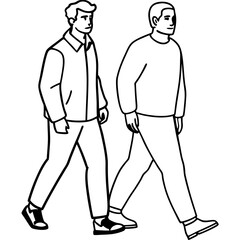 Vector Illustration of Two Men Walking