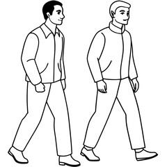 Vector Illustration of Two Men Walking