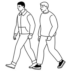 Vector Illustration of Two Men Walking