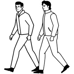 Vector Illustration of Two Men Walking