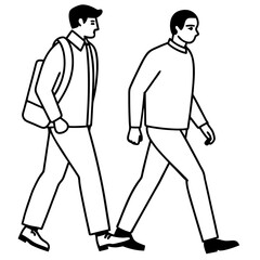 Vector Illustration of Two Men Walking