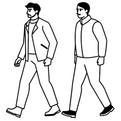 Vector Illustration of Two Men Walking