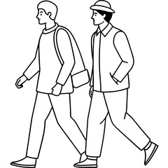Vector Illustration of Two Men Walking