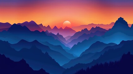Fototapeta premium sunset at the mountain wallpaper