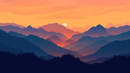 sunset at the mountain wallpaper