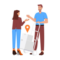 Character based flat illustration of parcel delivered to customer 

